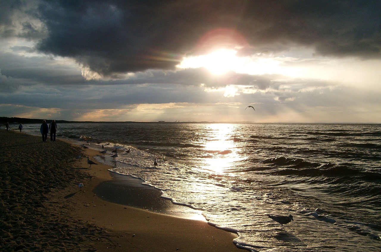 sunset landscape the coast of the baltic sea free photo