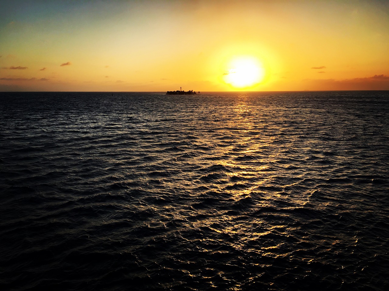 sunset caribbean ocean free photo