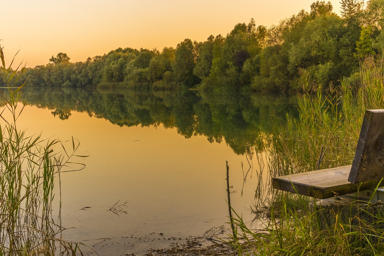 sunset lake abendstimmung free photo