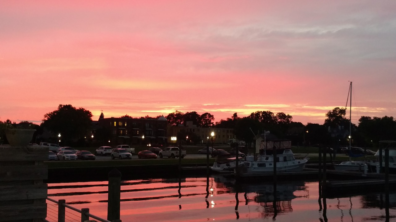 sunset new bern waterfront free photo