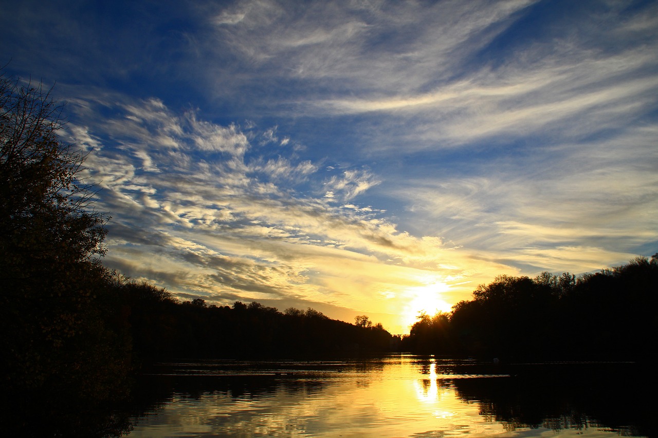 sunset pond nature free photo