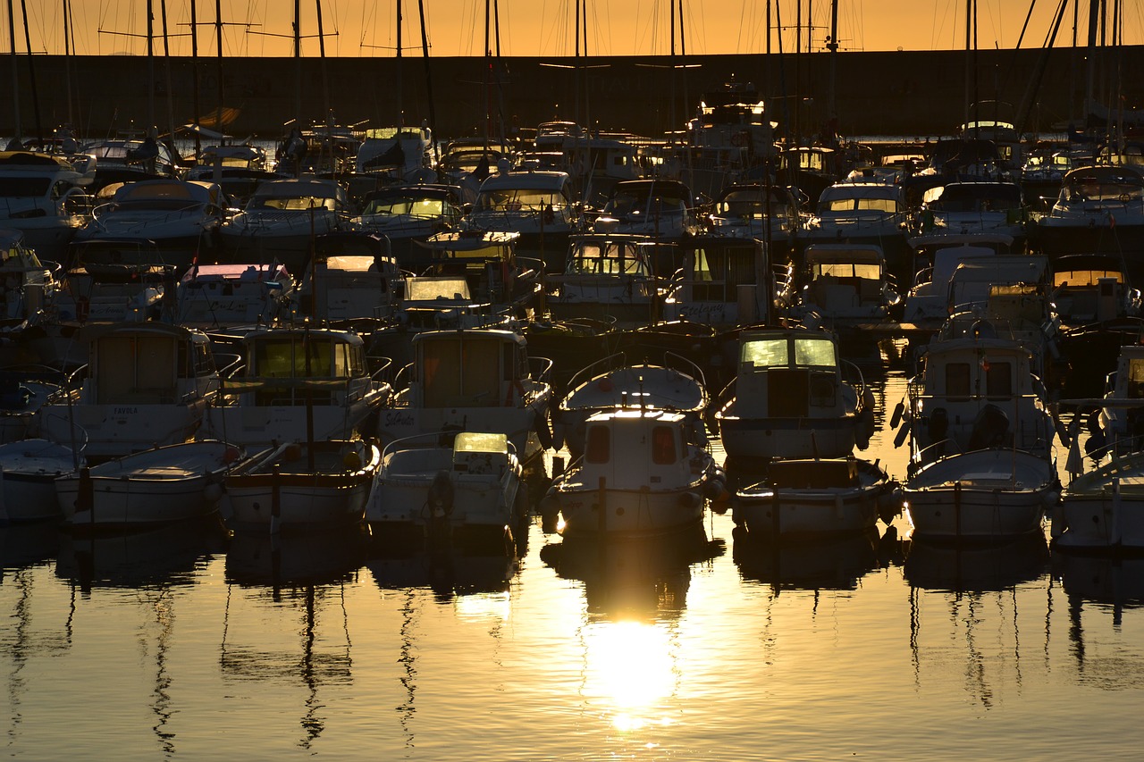 sunset pier boats free photo