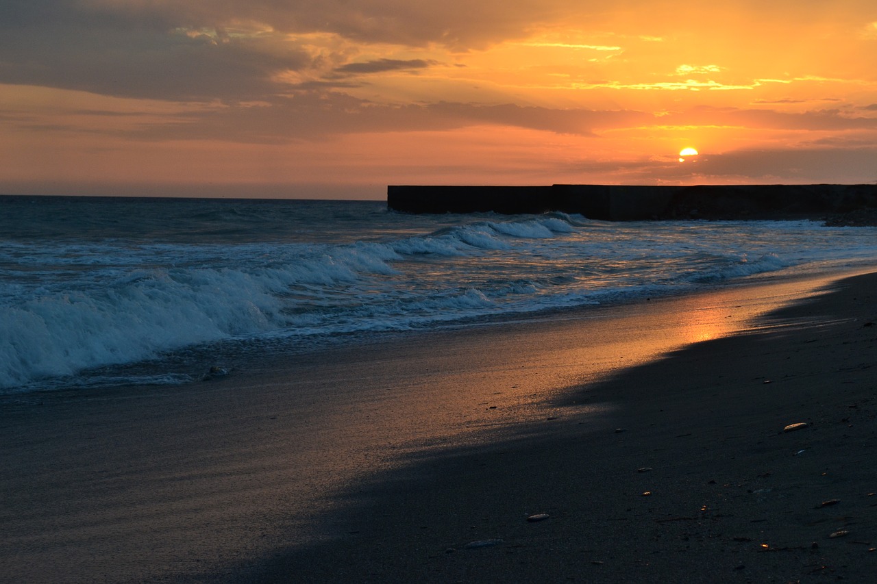 sunset sundown sea free photo