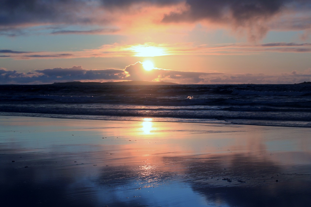 sunset beach the atlantic ocean free photo