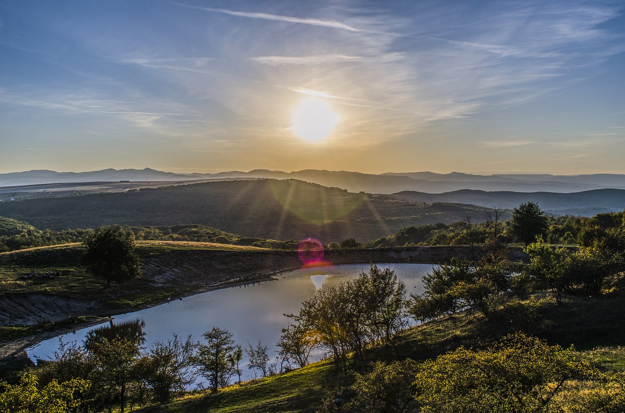 sunset nature lake free photo