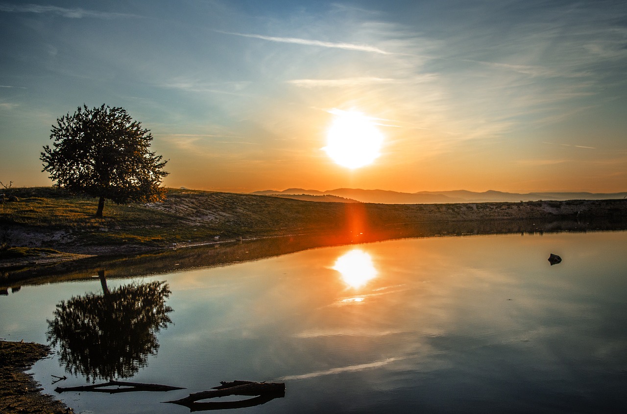 sunset nature lake free photo