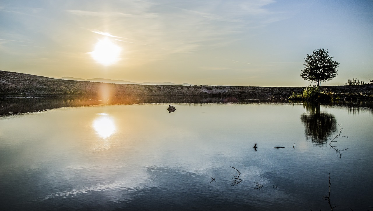 sunset nature lake free photo