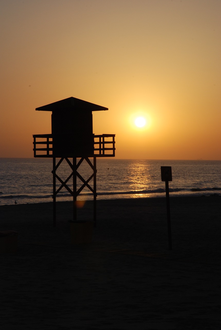 sunset cadiz beach free photo