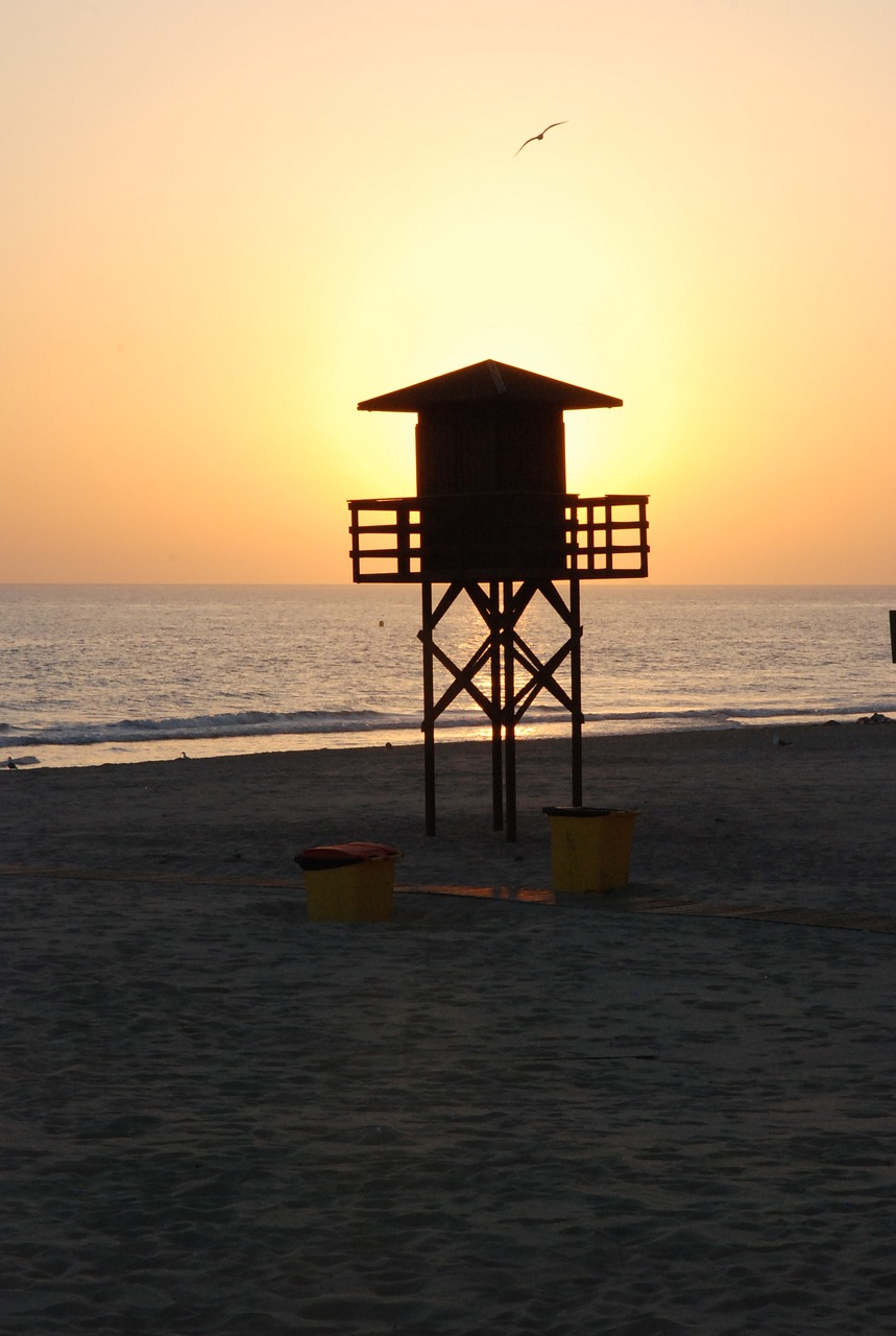 sunset cadiz beach free photo