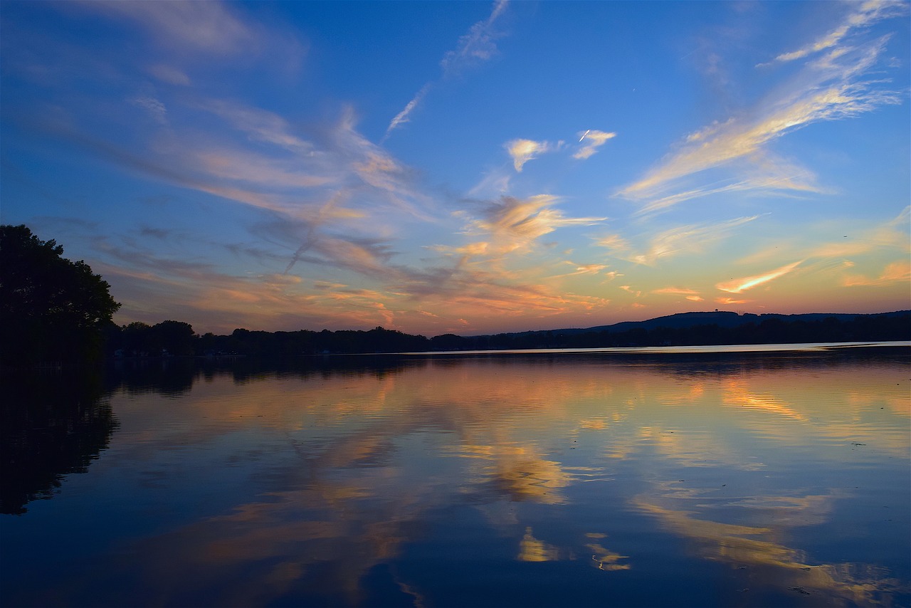 sunset lake landscape free photo