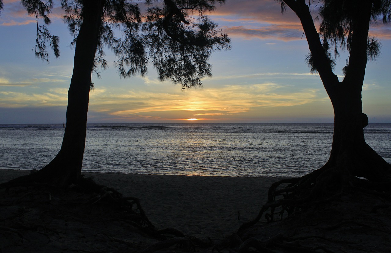 sunset meeting ocean free photo