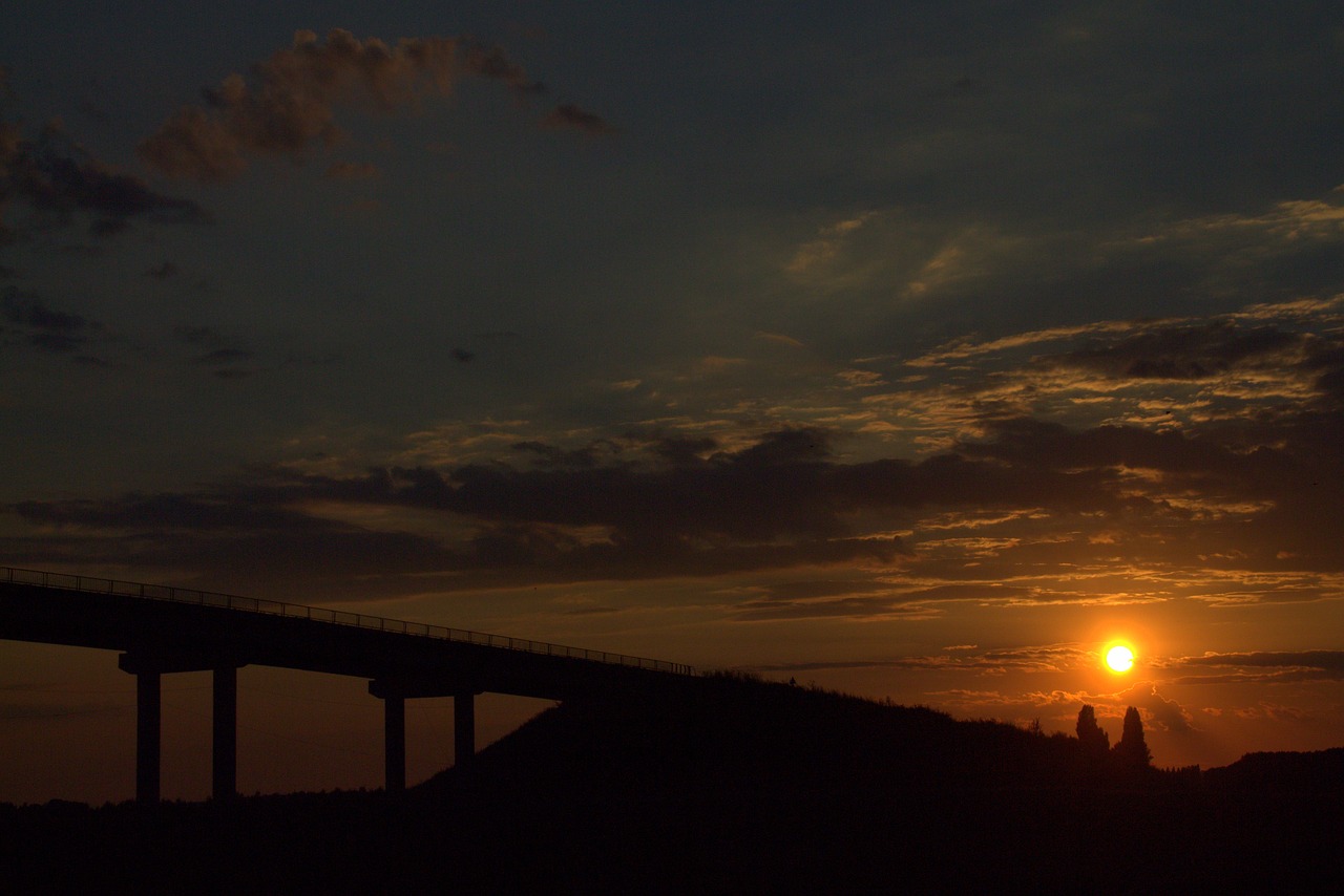 sunset bridge sky free photo