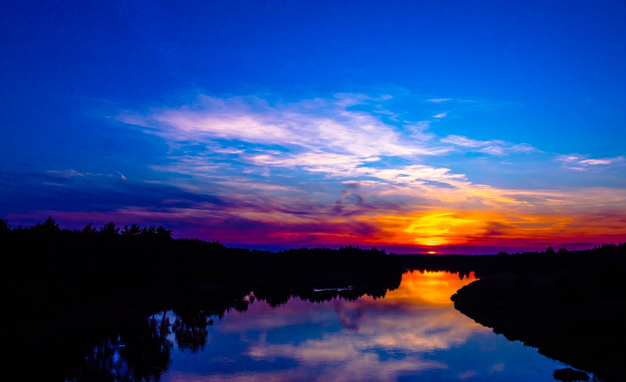 sunset sky river free photo