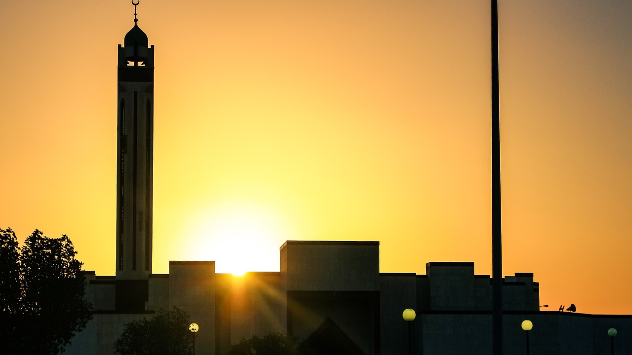 sunset saudi arabia mosque free photo