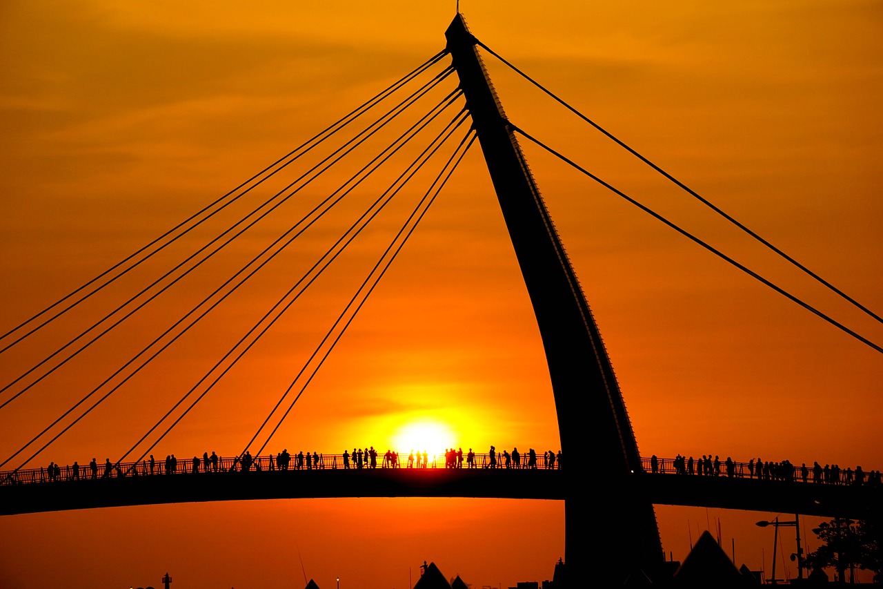 sunset red bridge free photo