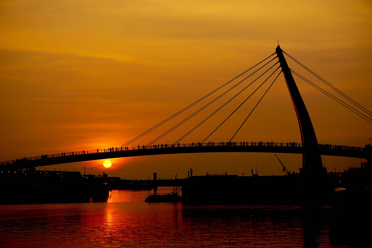 sunset red bridge free photo