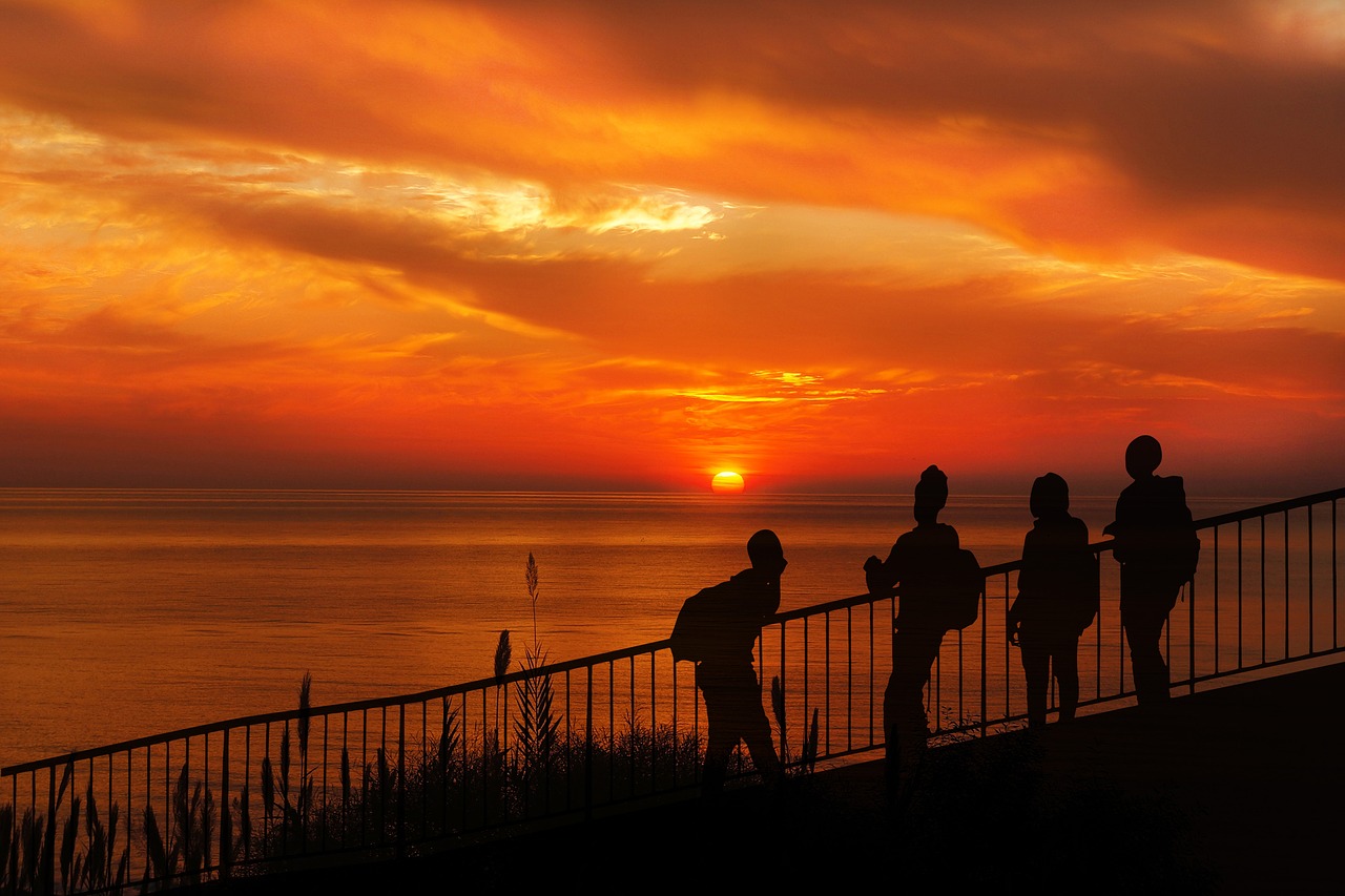 sunset people silhouette free photo