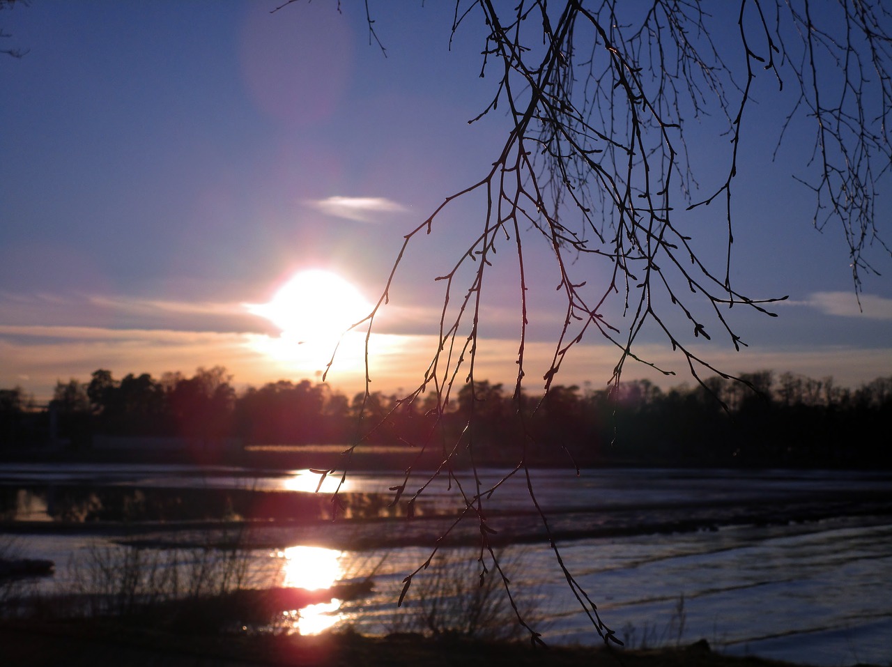 sunset vänern lake free photo