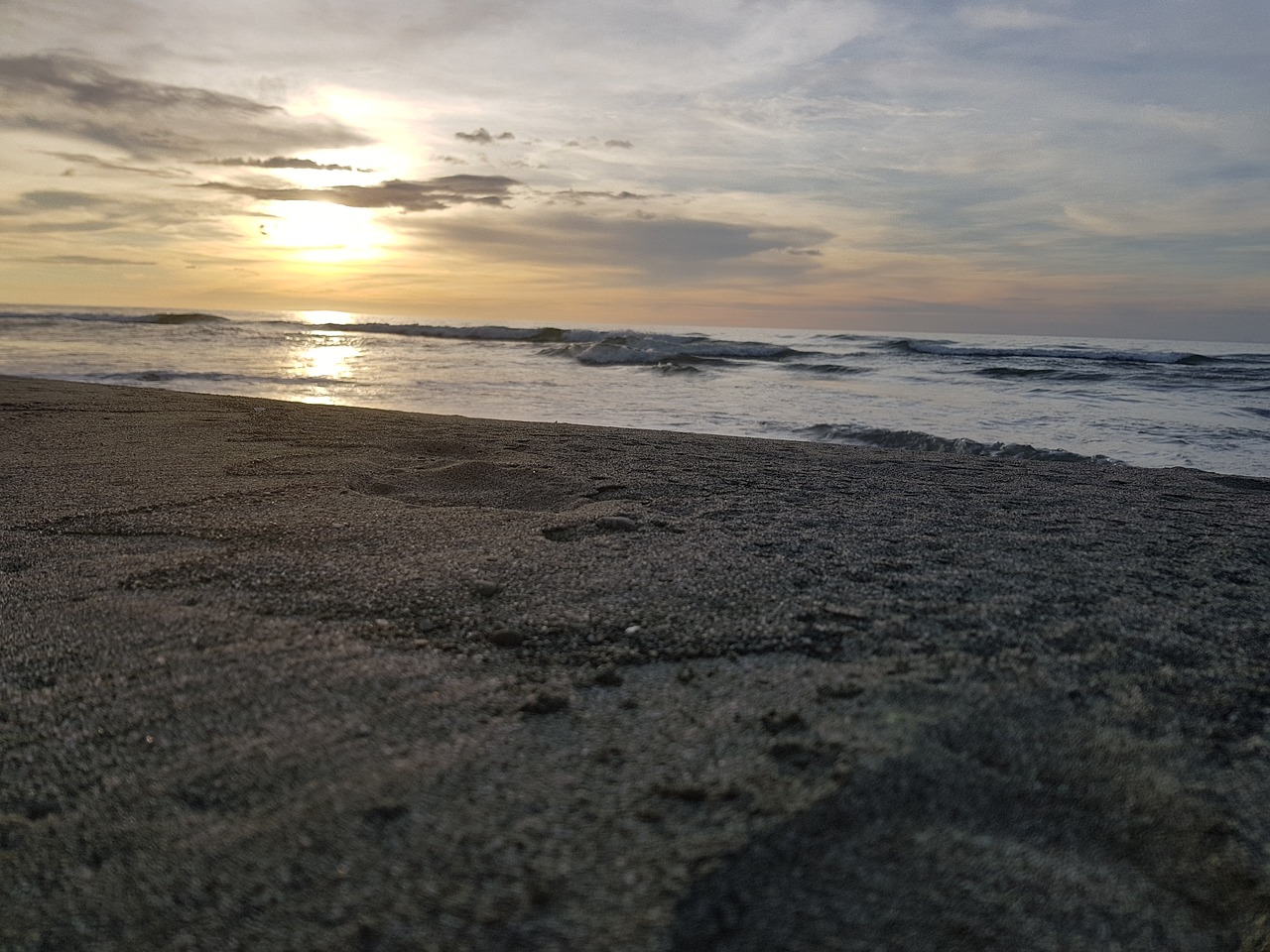 sunset beach sand free photo