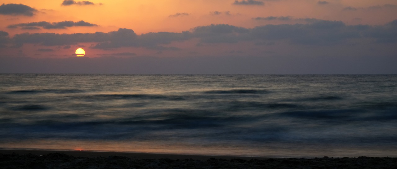 sunset sea long exposure free photo