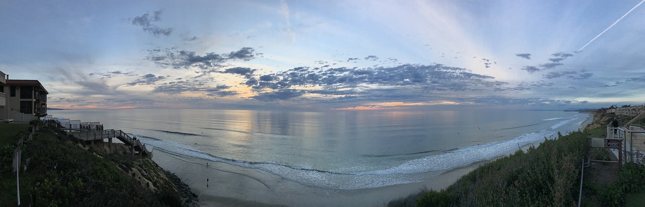 sunset shore clouds free photo