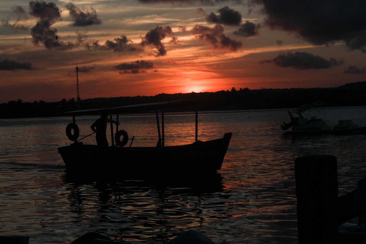 sunset boat quiet free photo