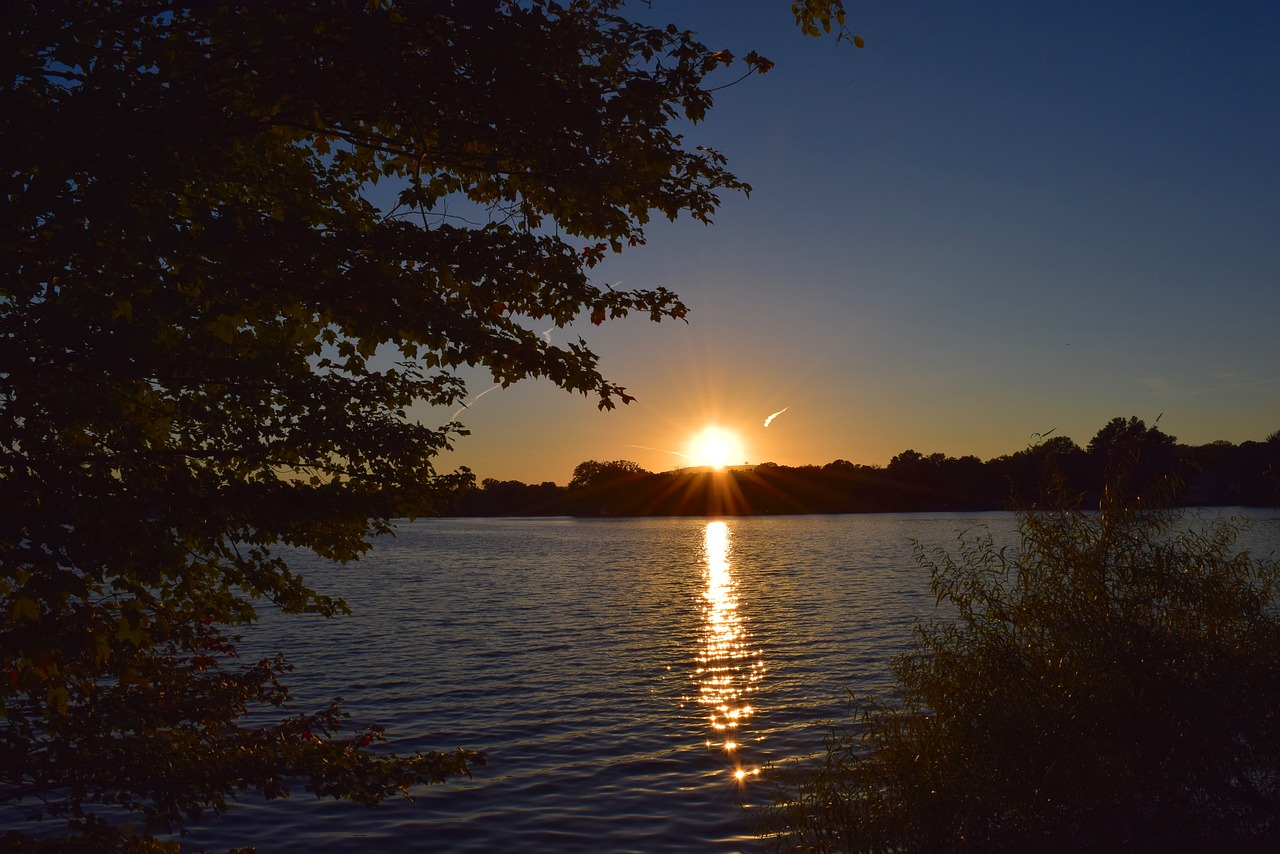 sunset lake water free photo