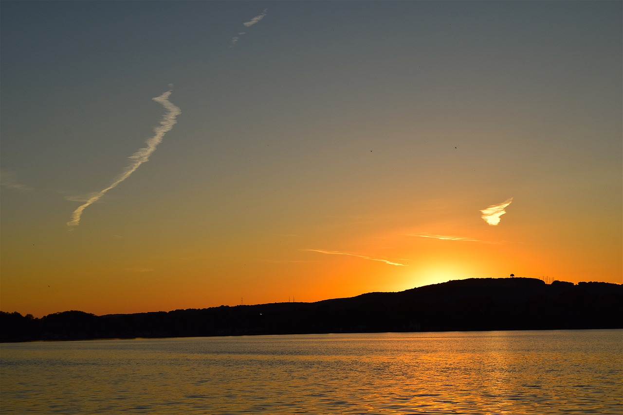 sunset lake water free photo