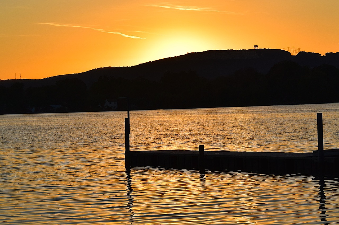 sunset lake water free photo