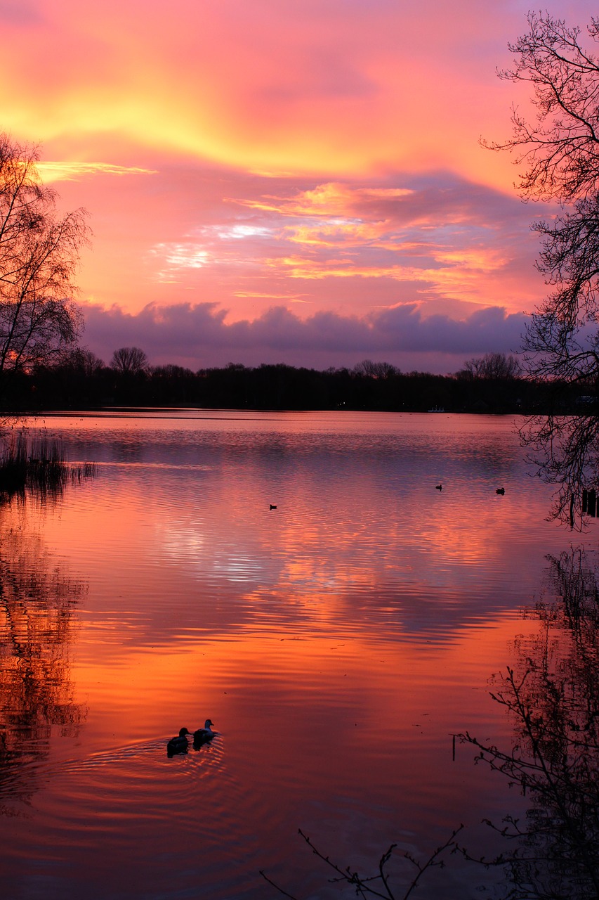 sunset lake abendstimmung free photo