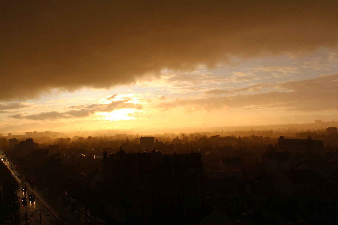 sunset paris city free photo