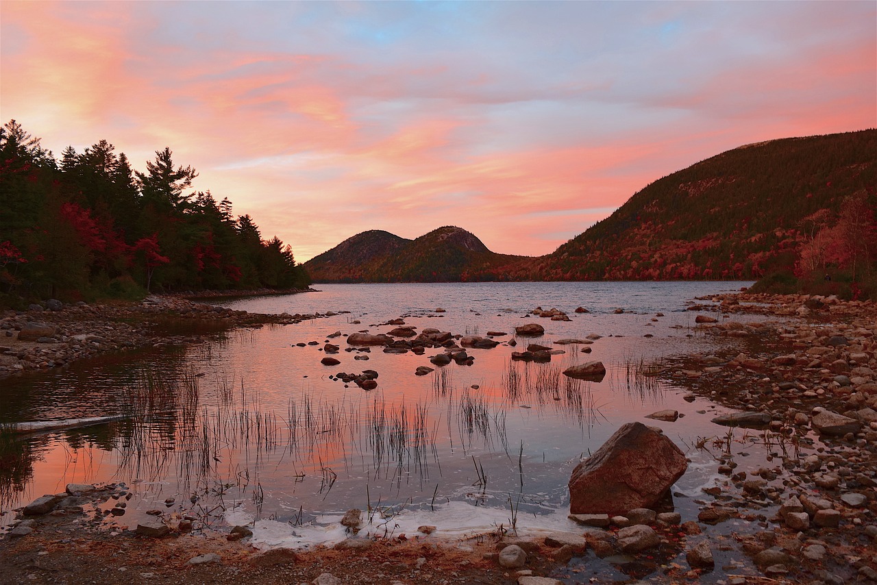 sunset lake sky free photo