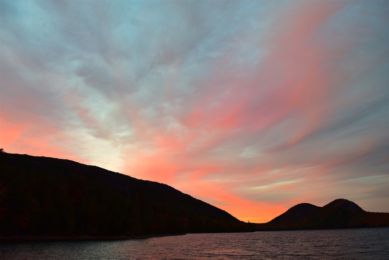 sunset sky lake free photo