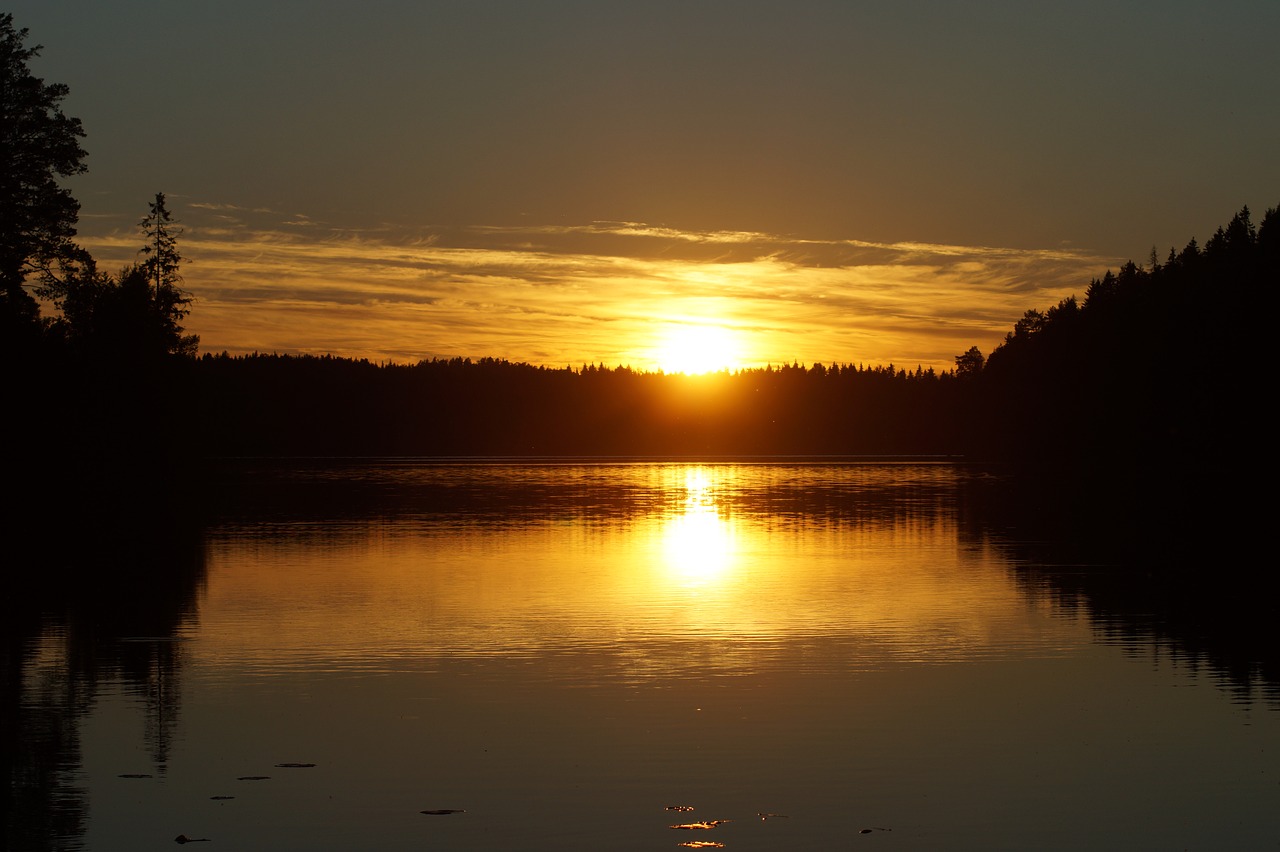 sunset summer lake free photo