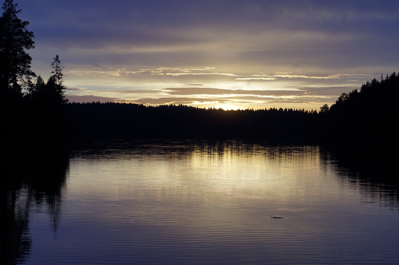 sunset water lake free photo