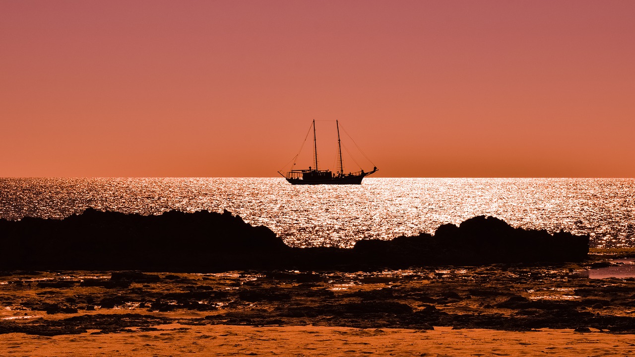 sunset boat colors free photo