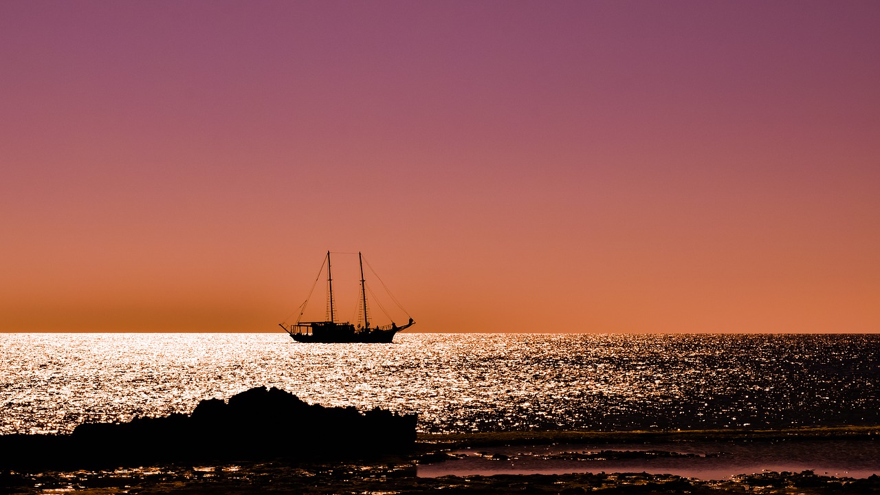 sunset boat colors free photo