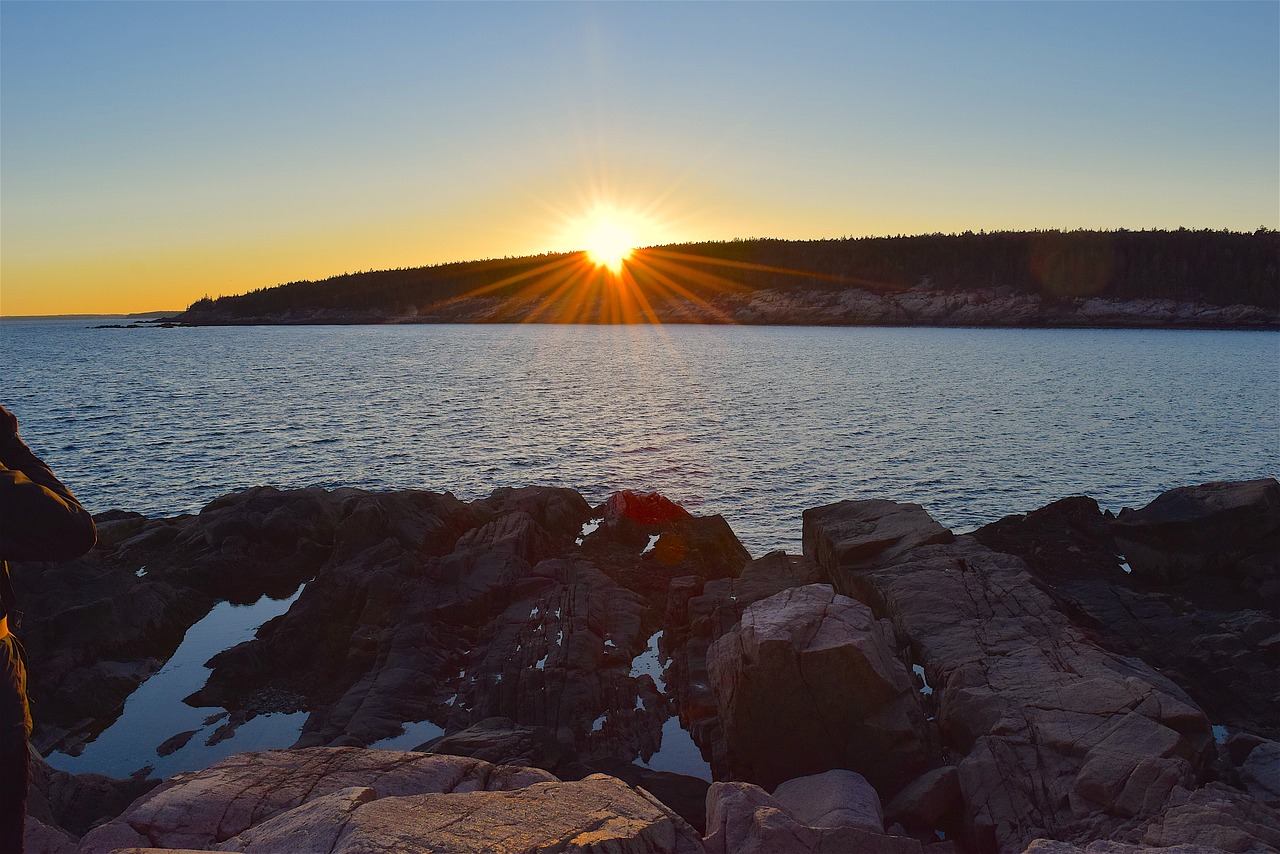 sunset rocks water free photo