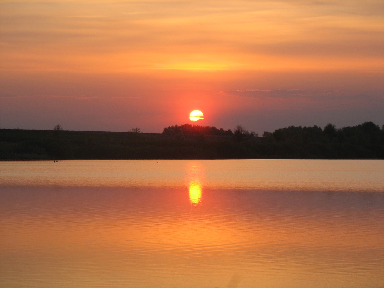 sunset lake water free photo