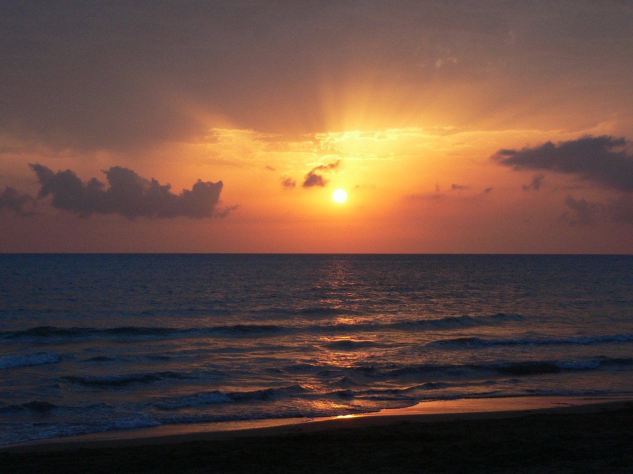 sunset sea beach free photo