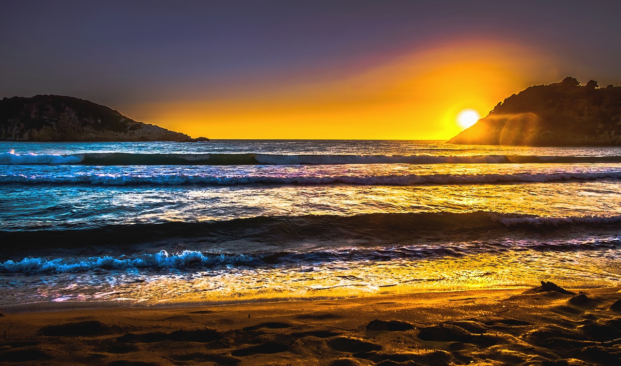 sunset sea wave free photo