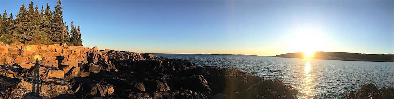 sunset rocks trees free photo