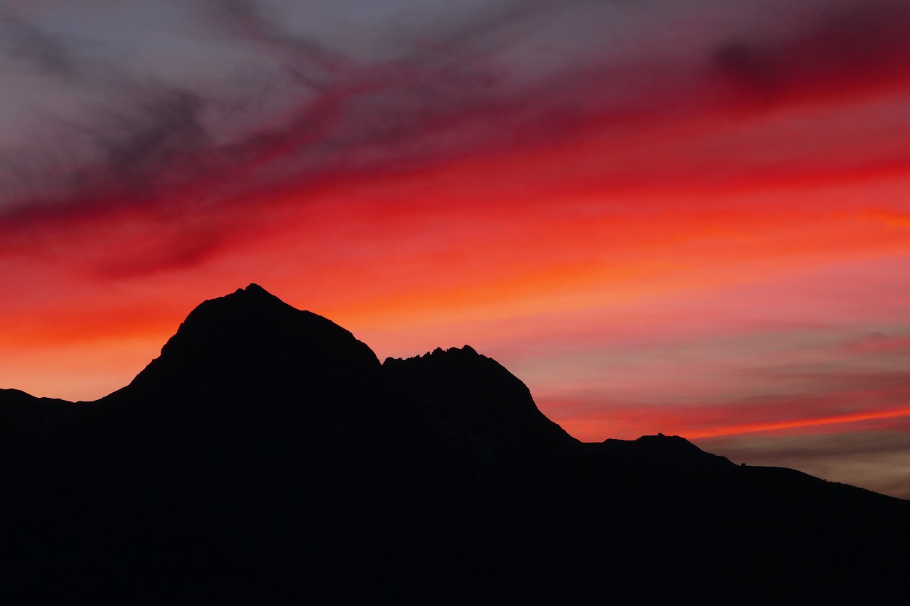 sunset mountain sky free photo