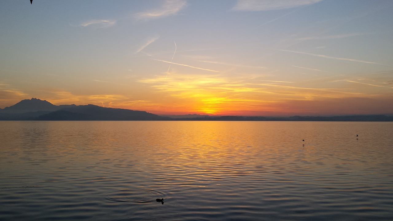 sunset lake atmospheric free photo