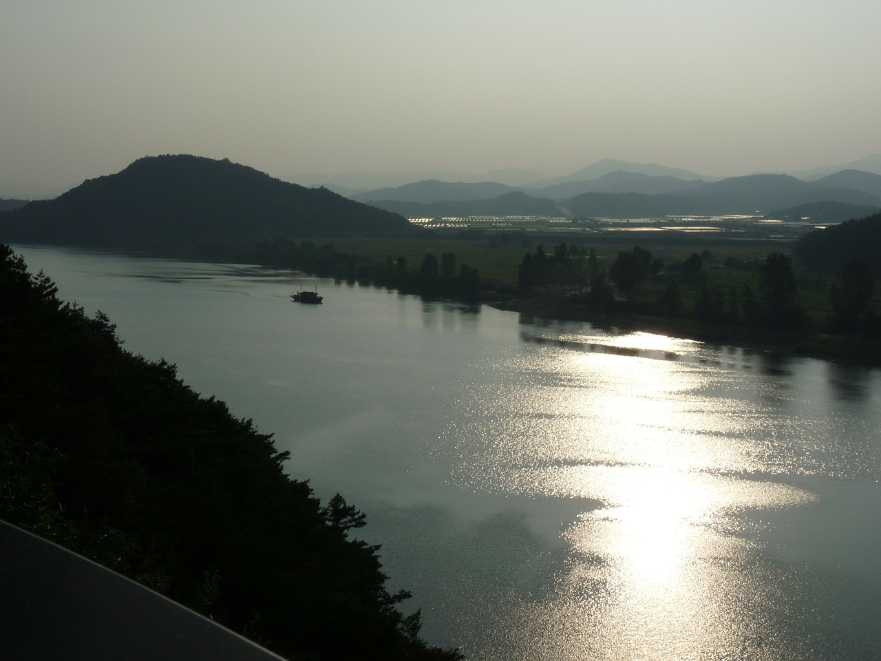 sunset river evening glow free photo