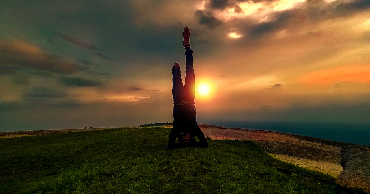 sunset yoga sky free photo