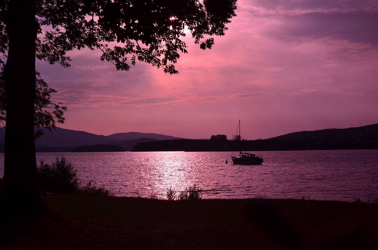 sunset lake water free photo