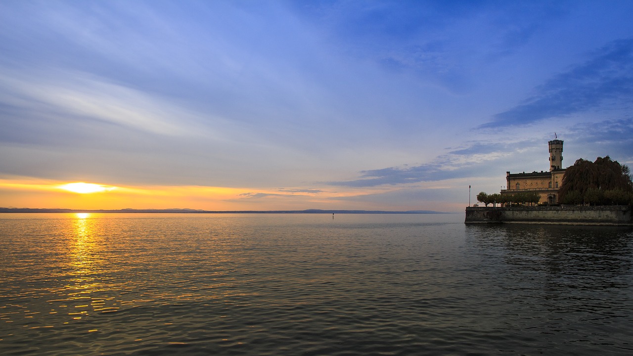 sunset lake constance langenargen free photo