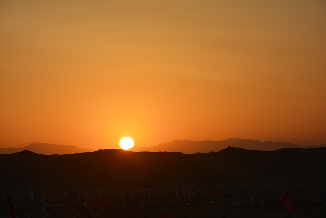 sunset desert mountain free photo