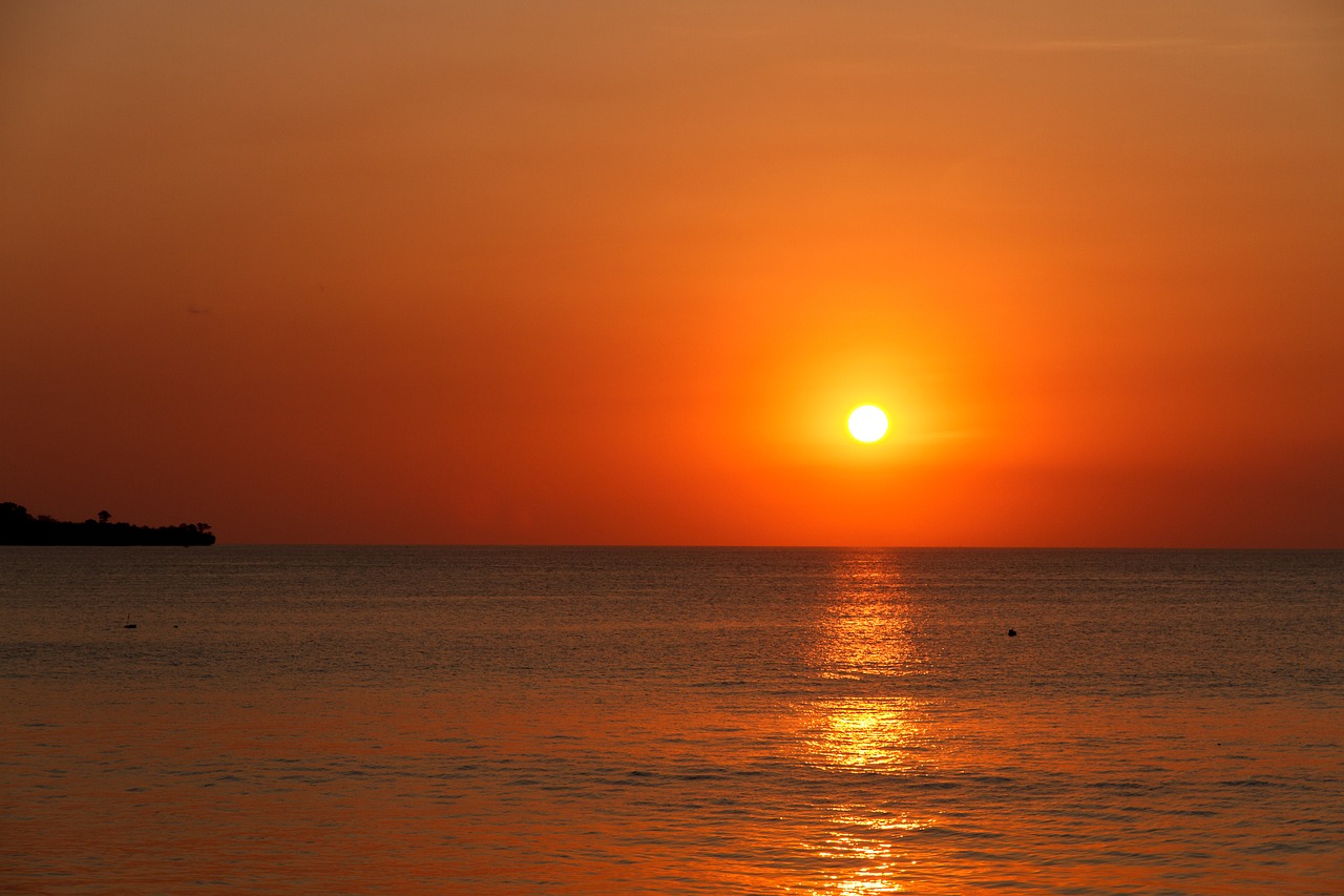 sunset sea red free photo